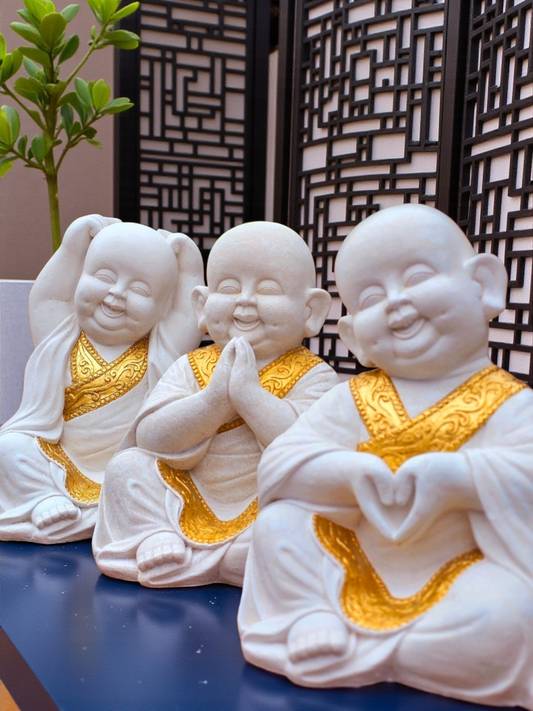 Concrete Baby Buddha Set - Joy, Peace & Love (Set is for all 3 babies)