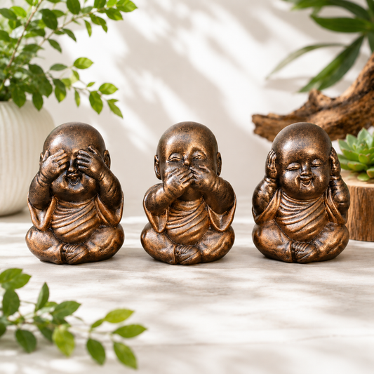 Baby Buddha Set 20cm - Hear No Evil , Speak No Evil , See No Evil (Set is for the 3 Babies)