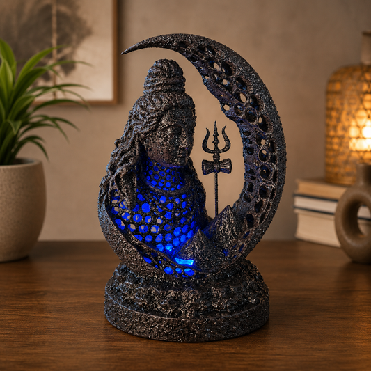 25cm Shiva Crescent Voronoi Style With Led Light