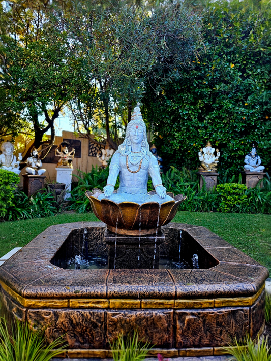Large Shiva Water Feature in Lotus with Pond