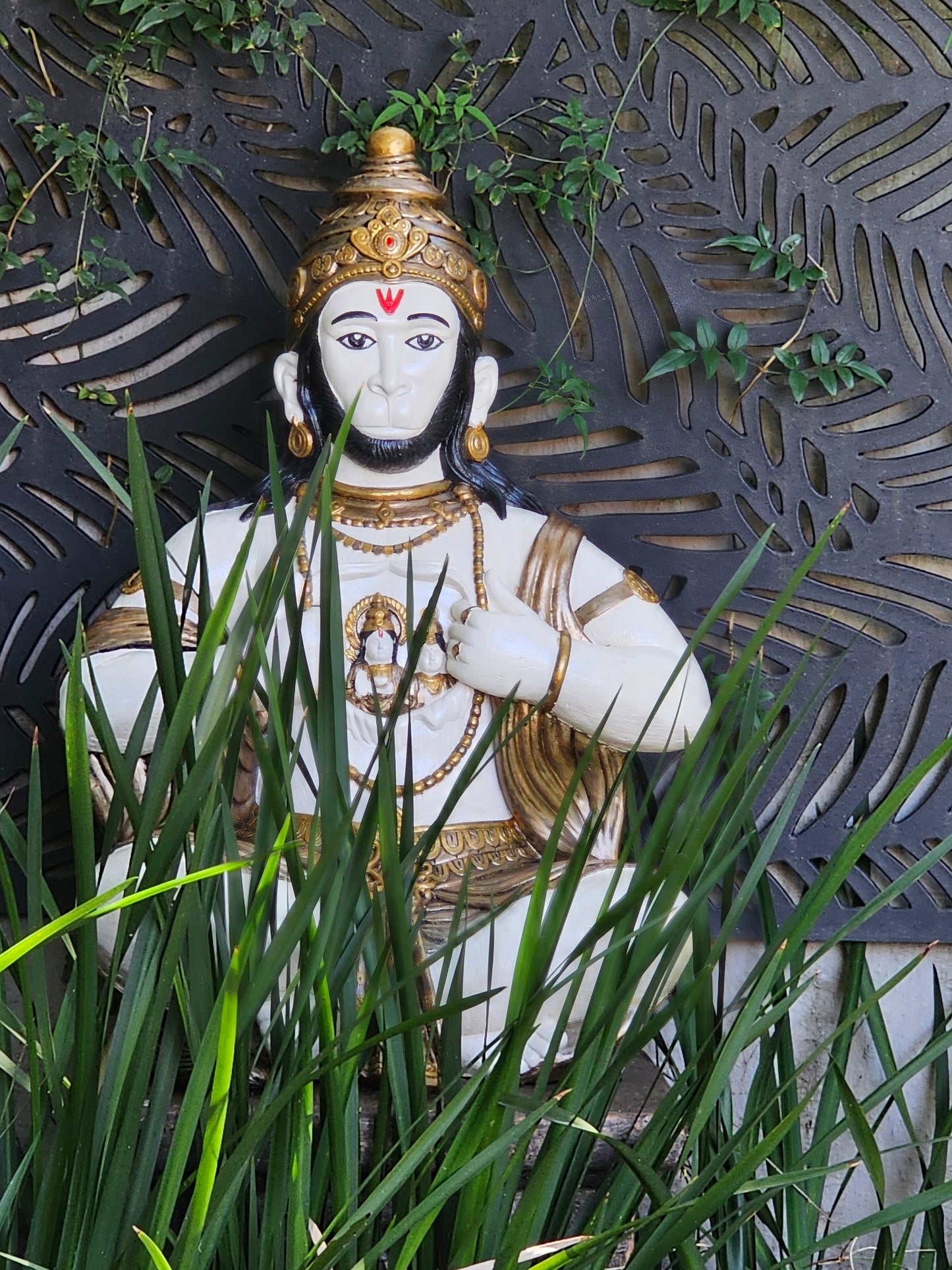 Concrete Hanuman Open Chest with Ram and Sita 75cm