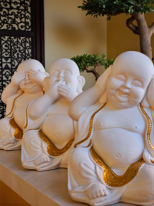 Resin Baby Buddha Set - See No Evil , Hear No Evil , Speak No Evil (Set is for all 3 babies)