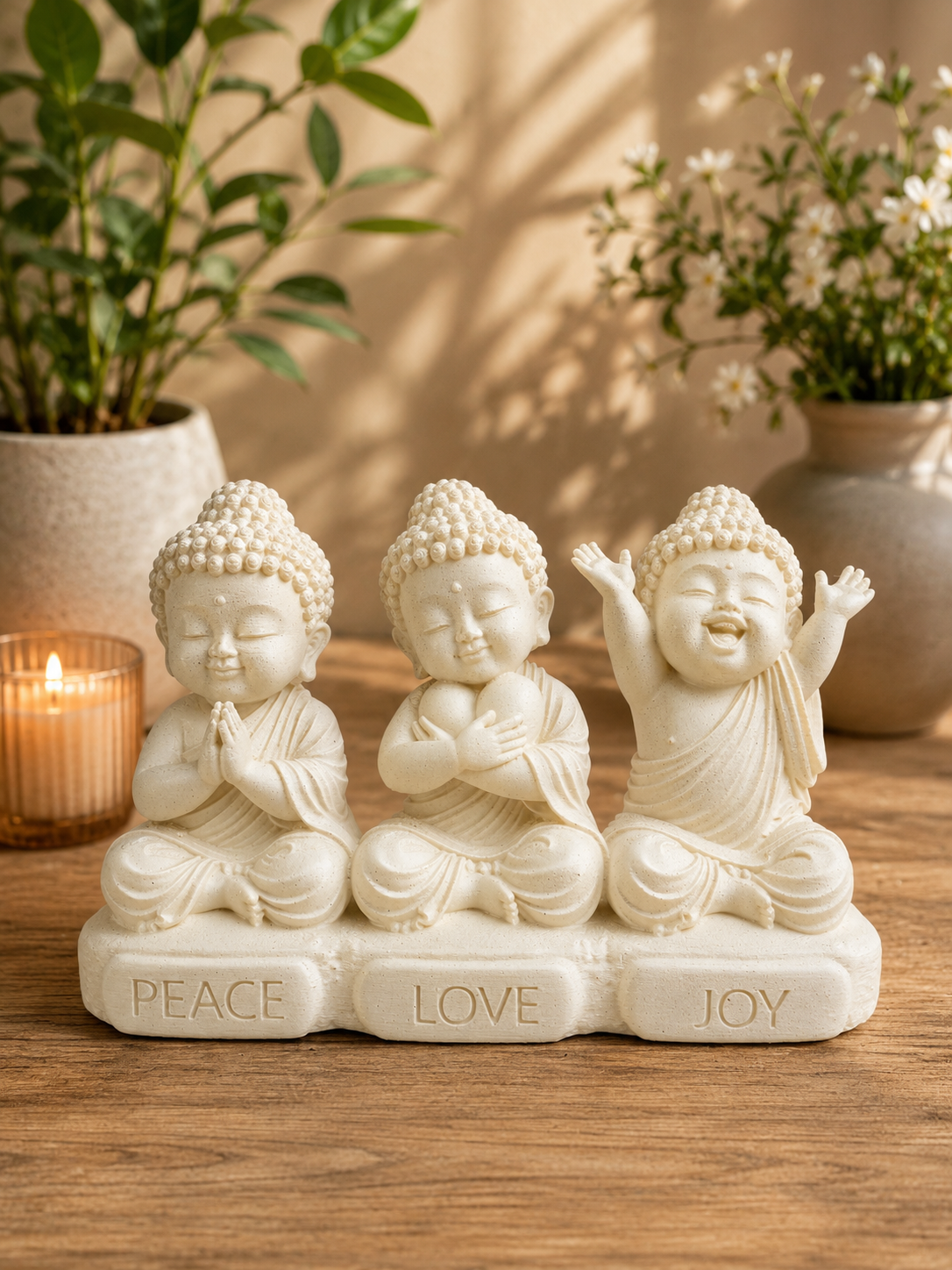13cm Baby Buddha's - Peace,Love,Joy