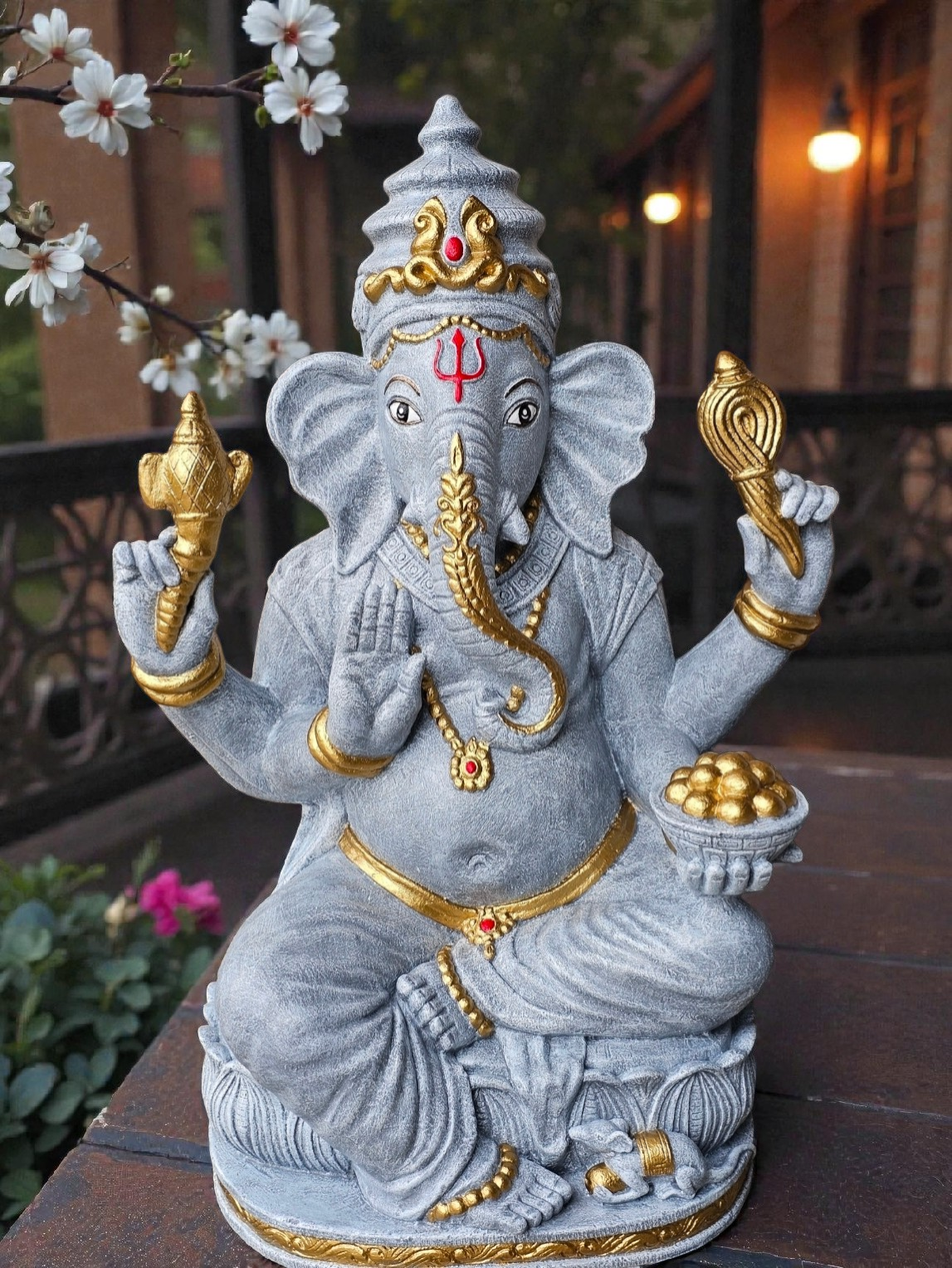 Resin Large Ganesha 80cm - Greywhite