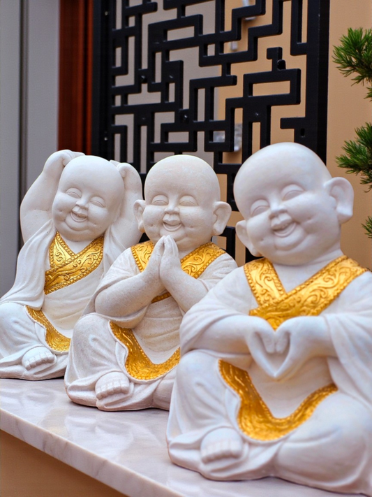 Resin Baby Buddha Set - Joy, Peace & Love (Set is for all 3 babies)
