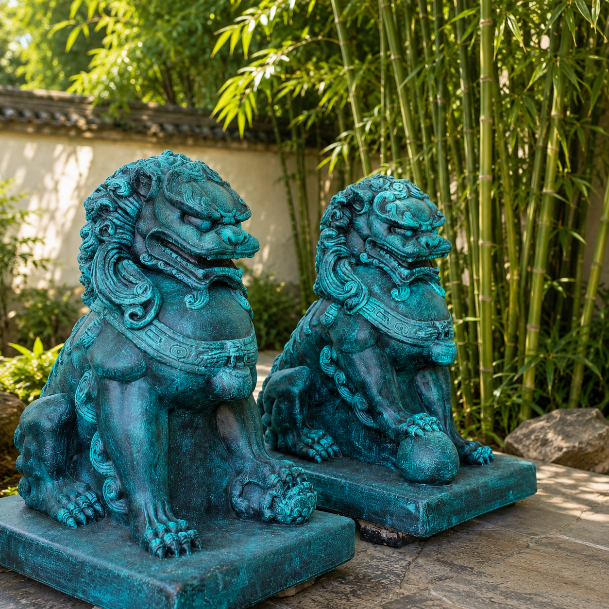 Concrete Foo Dogs 56cm (Pair)