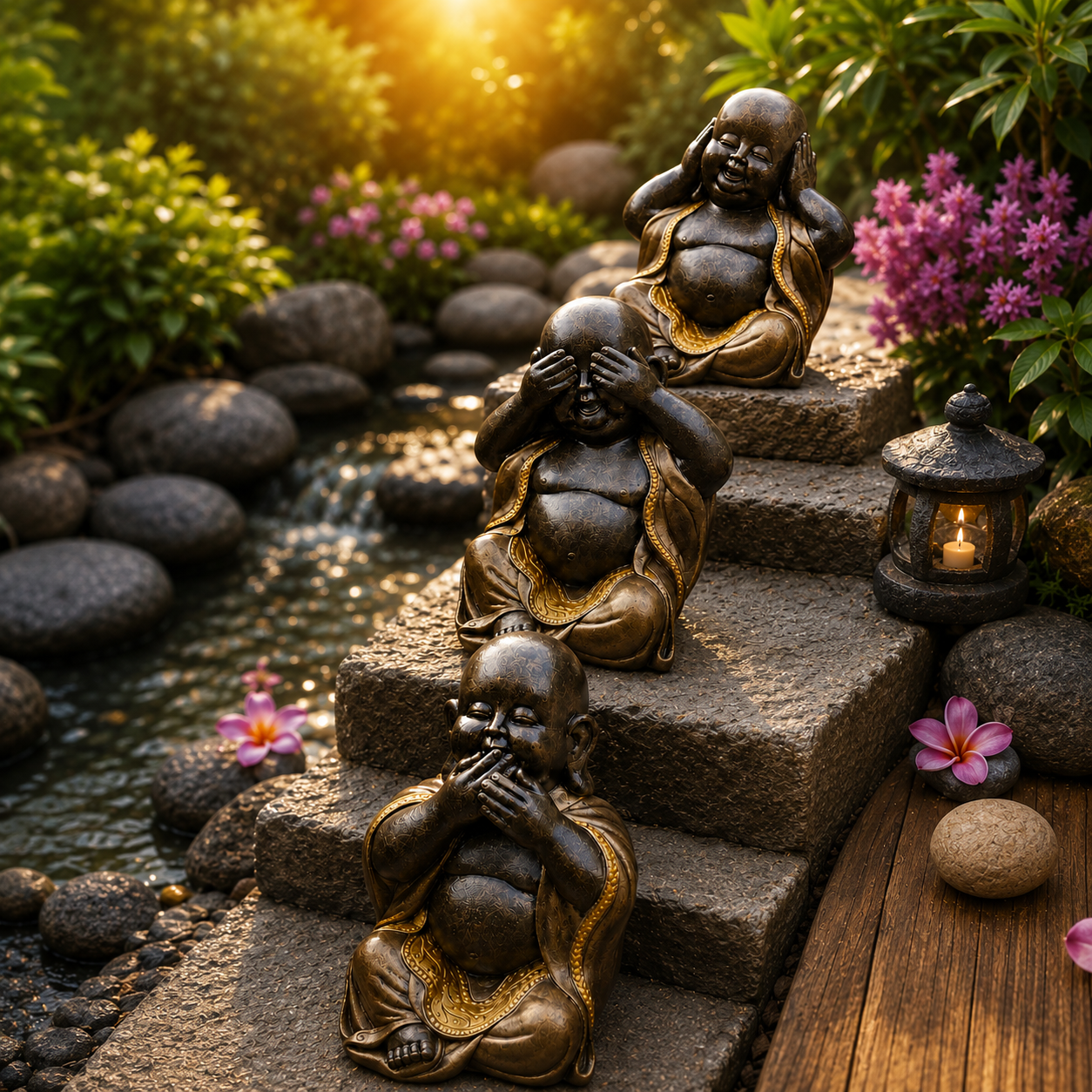 Concrete Baby Buddha Set - See No Evil , Hear No Evil , Speak No Evil (Set is for all 3 babies)