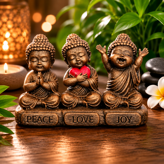 10cm Baby Buddha's - Peace,Love,Joy