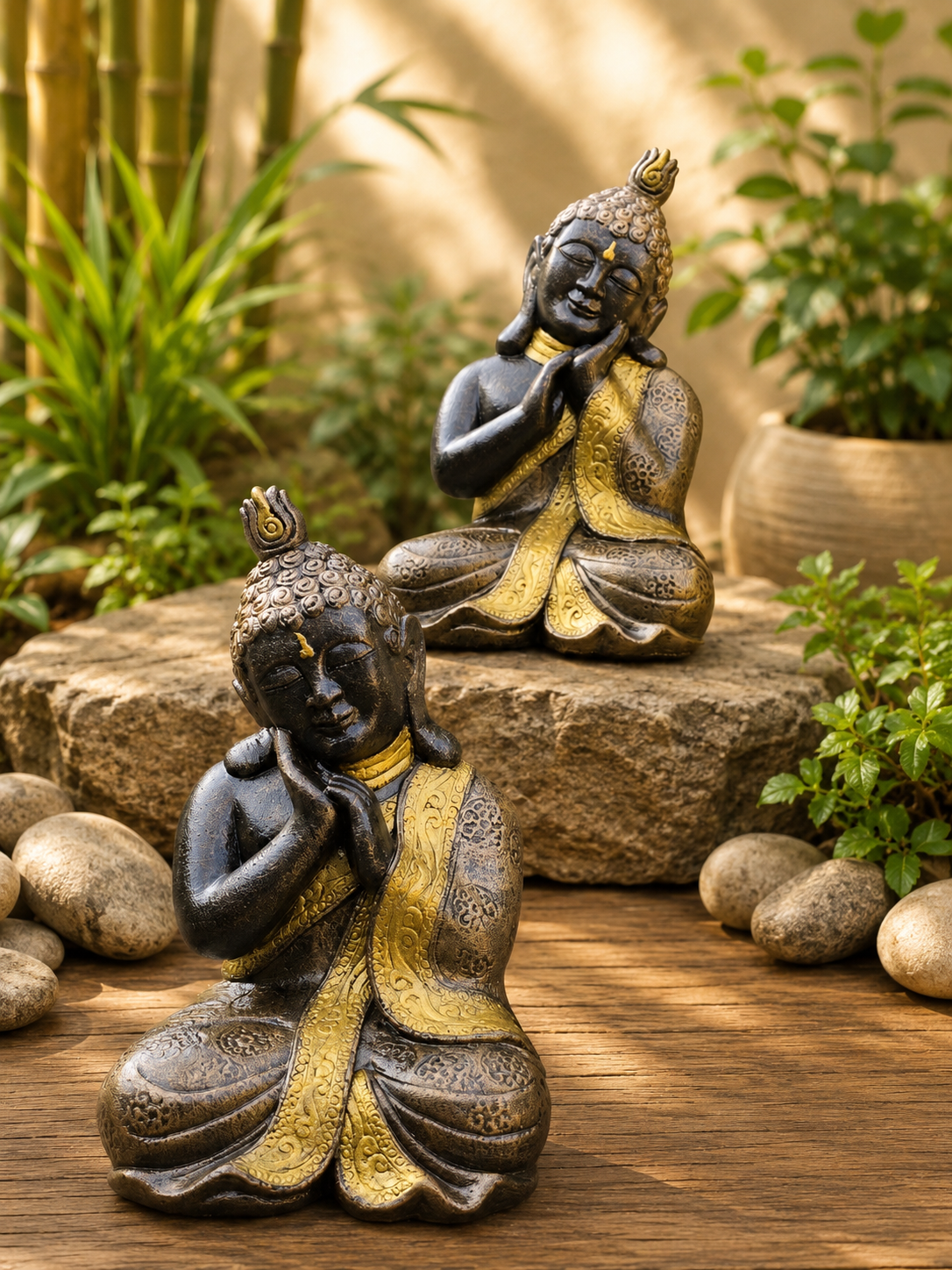 Concrete 26cm Resting Buddha (Pair)