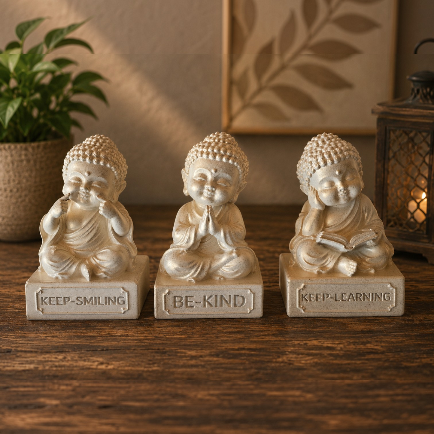 10cm Baby Buddha's - Keep Smiling,Be Kind,Keep Learning