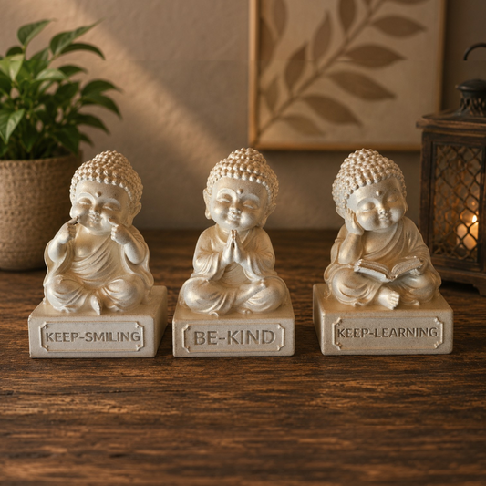 10cm Baby Buddha's - Keep Smiling,Be Kind,Keep Learning