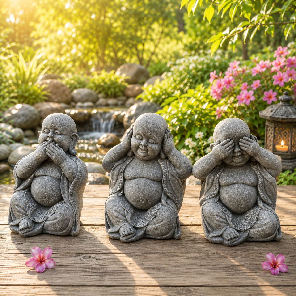 Concrete Baby Buddha Set - See No Evil , Hear No Evil , Speak No Evil (Set is for all 3 babies)