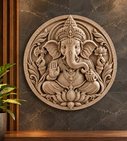 60cm Ganesha Wall Plaque - Round