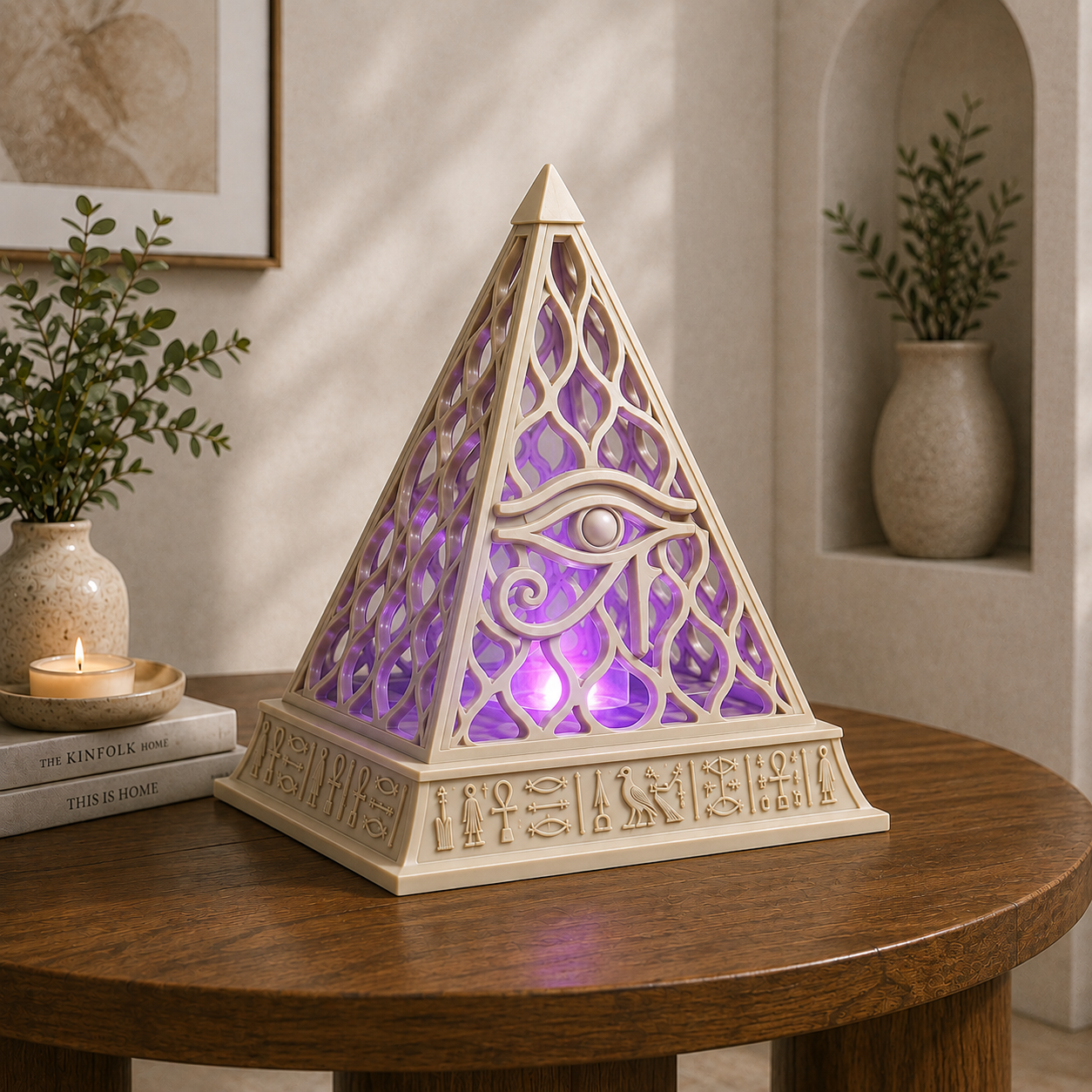 25cm Pyramid Eye of Horus Voronoi Style With LED Light