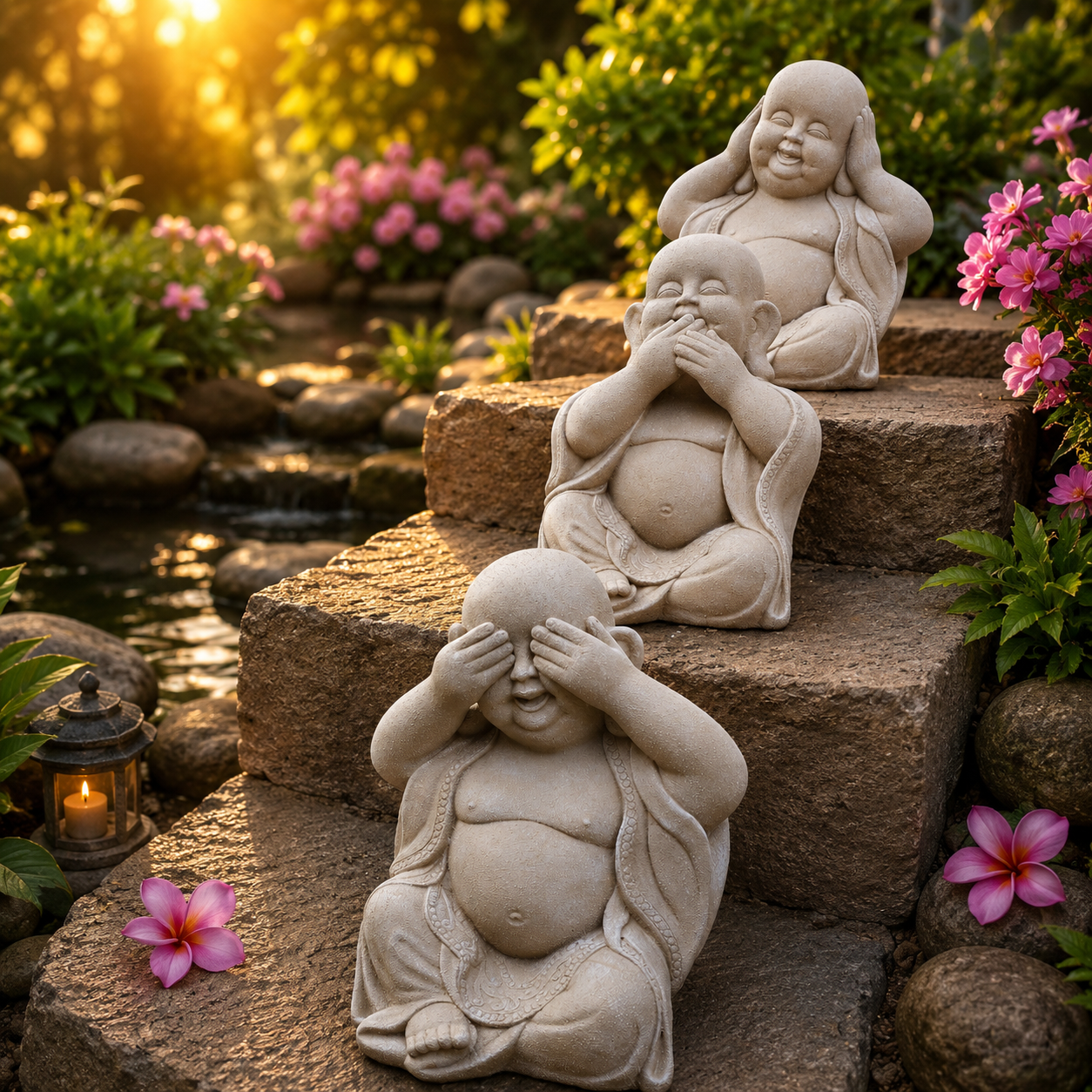 Concrete Baby Buddha Set - See No Evil , Hear No Evil , Speak No Evil (Set is for all 3 babies)