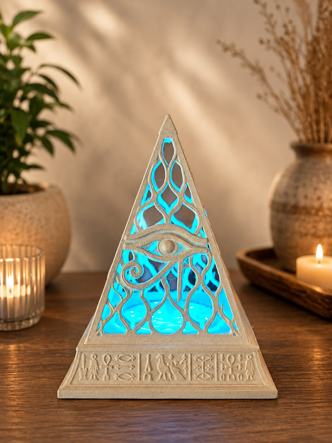 15cm Pyramid Eye of Horus Voronoi Style With LED Light