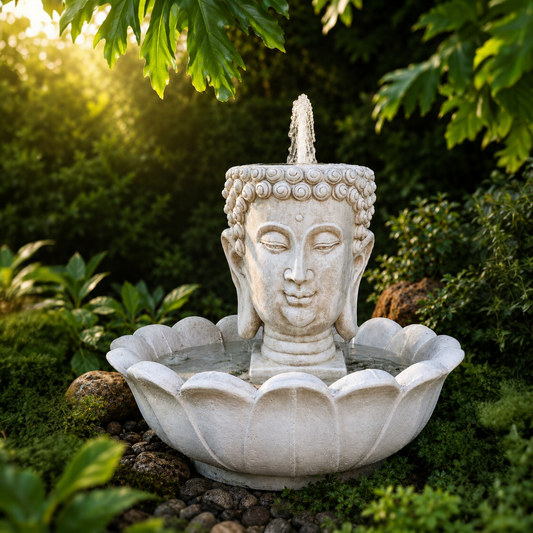 Concrete Buddha Head Water Feature