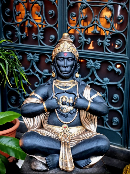 Concrete Hanuman Open Chest with Ram and Sita 75cm