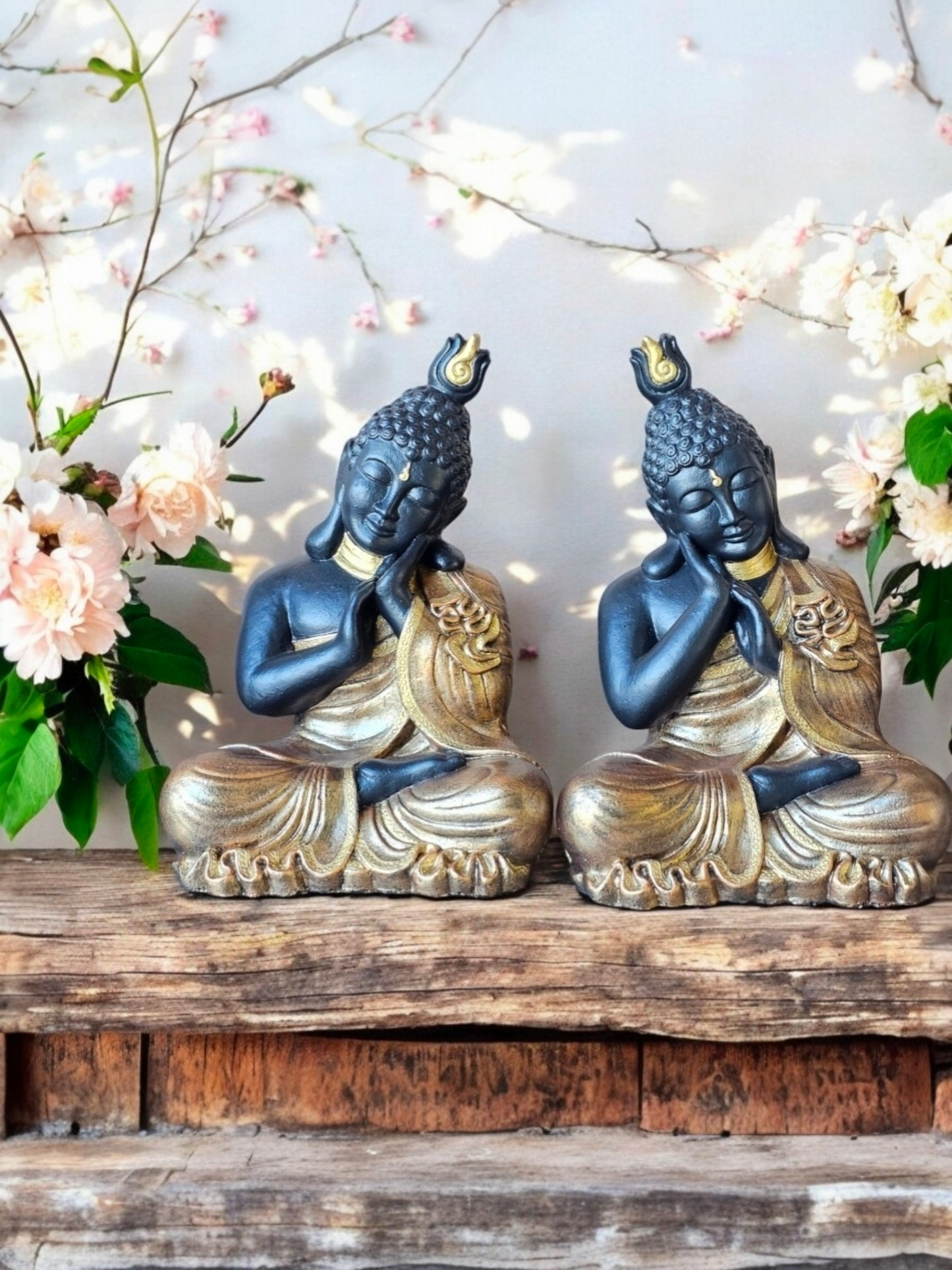 Resin 42cm Buddha Pair