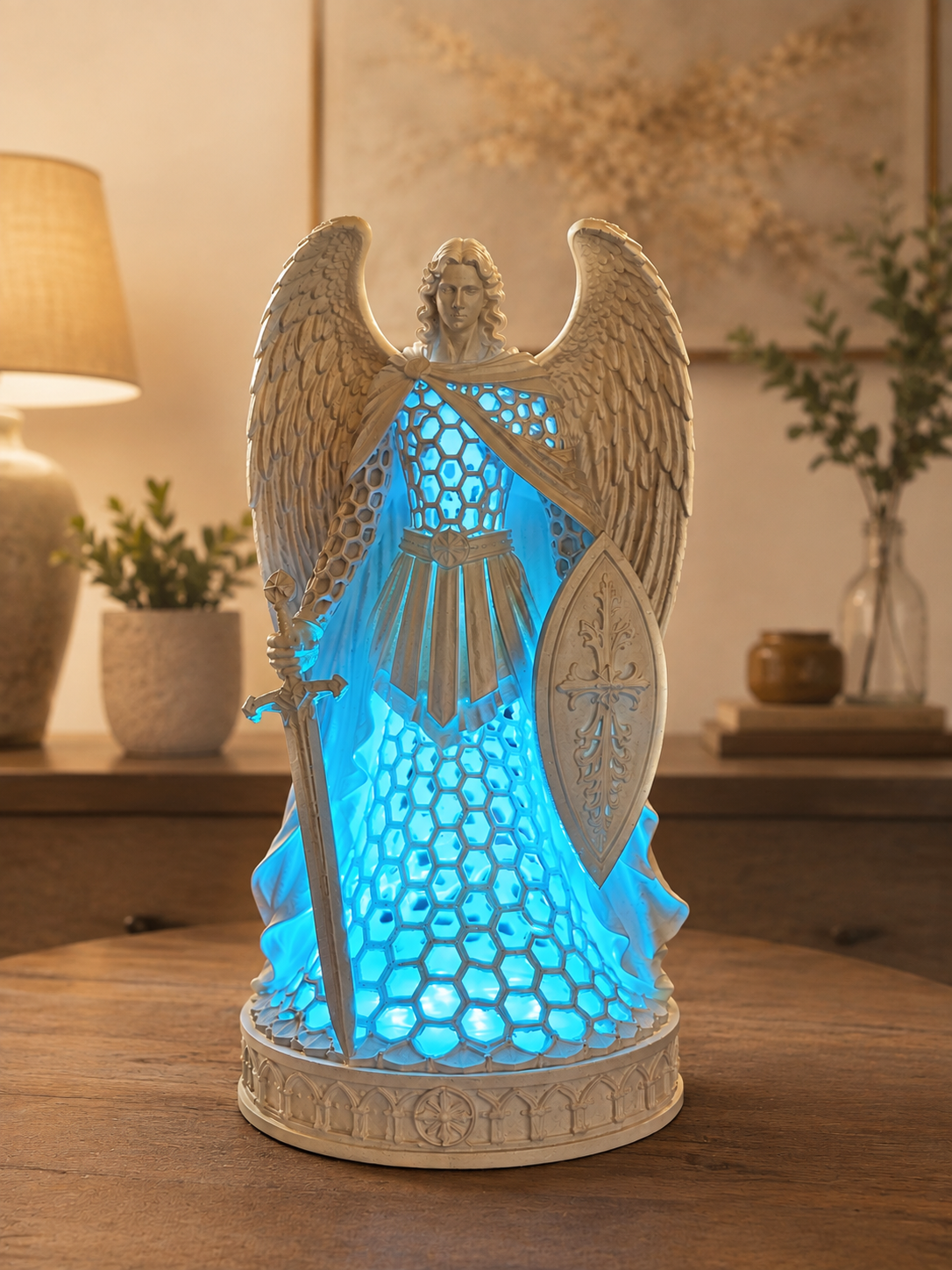25cm Arch Angel Michael Voronoi Style With LED Light