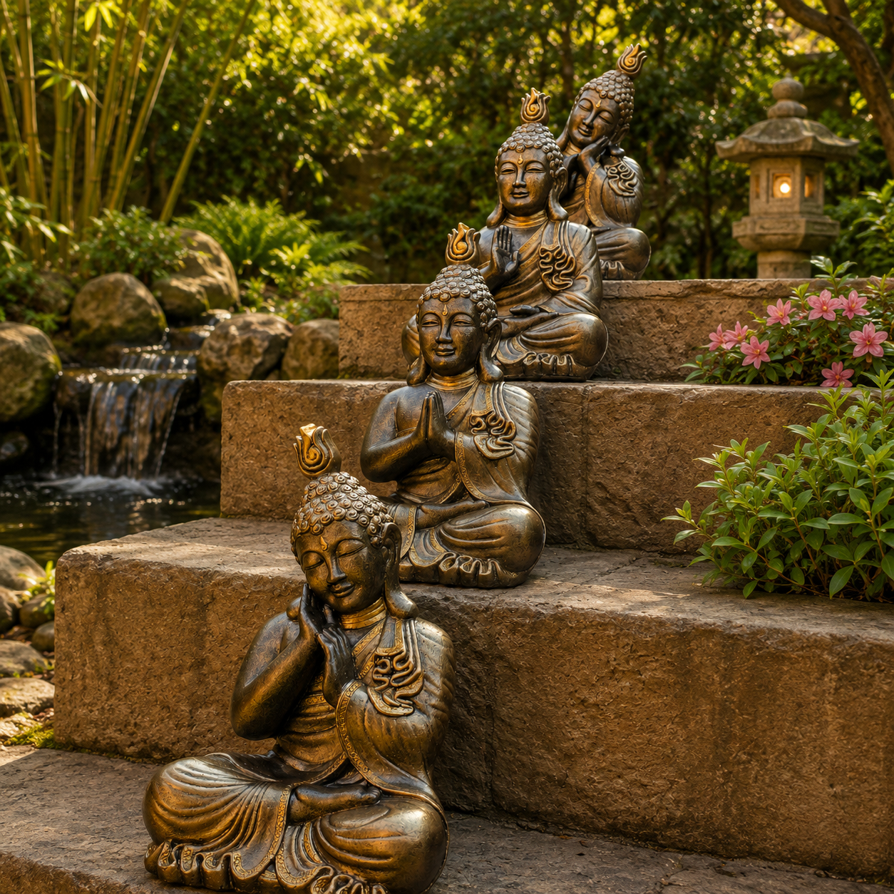 Concrete 42cm Buddha Set - 4 in Set