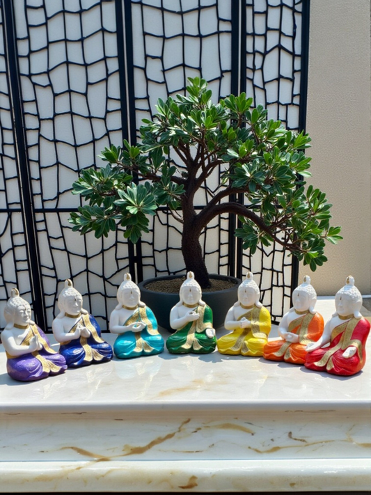 Resin 26cm 7 Chakra Mudra Buddha's (Set Of 7 Buddha's)