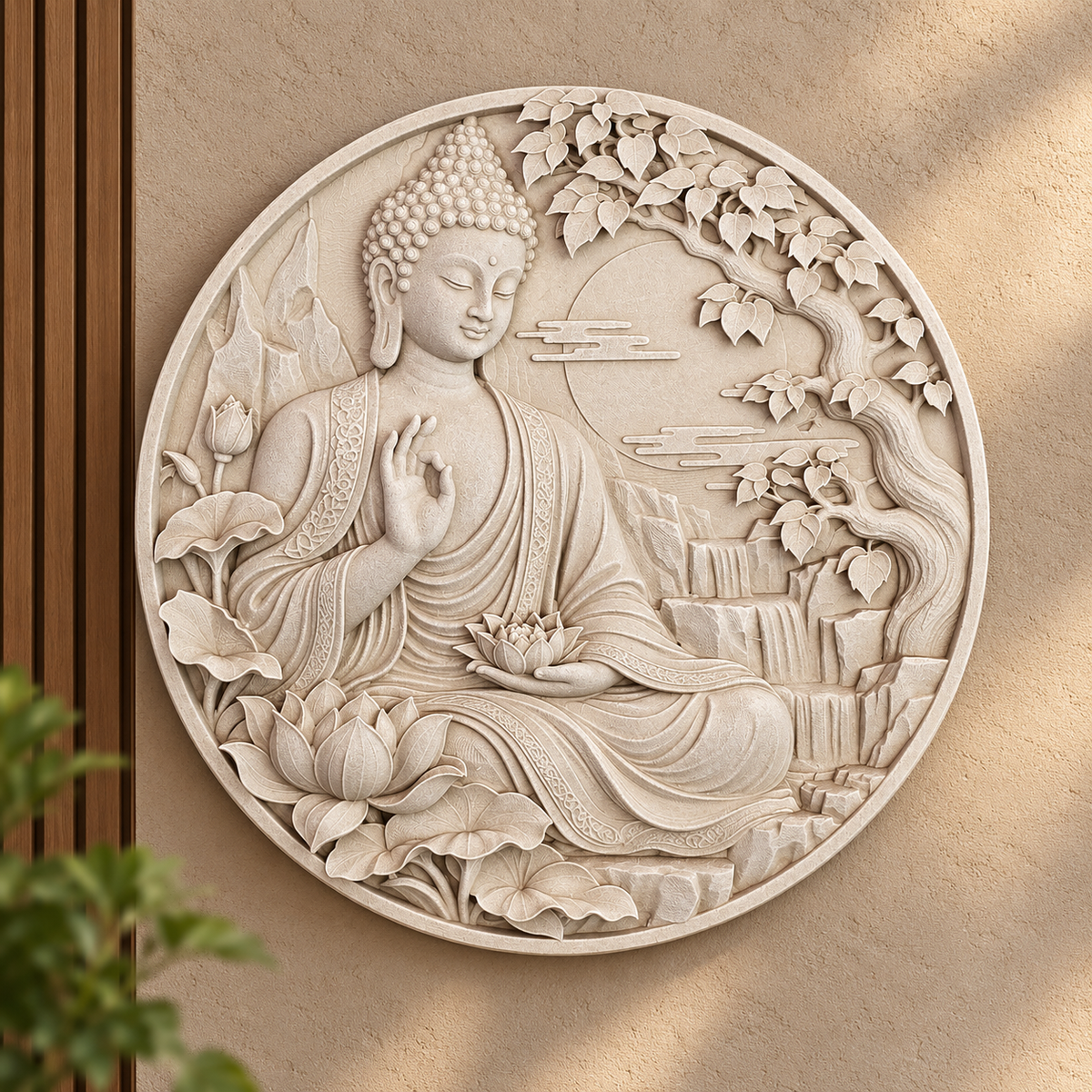 50cm Buddha Wall Plaque - Round