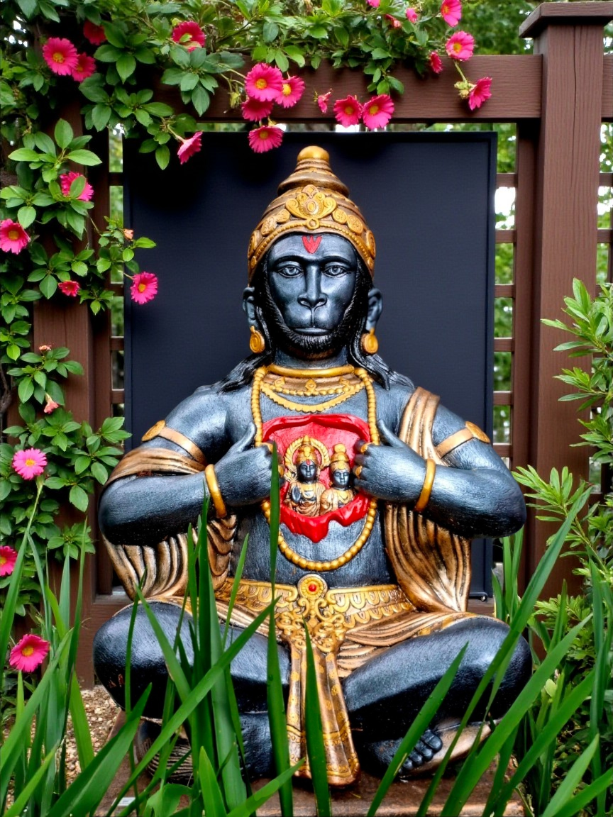 Resin Hanuman Open Chest with Ram and Sita 75cm