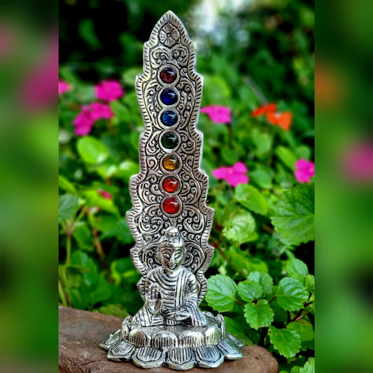 Metal Buddha and 7 Chakras Incense Holder Tall