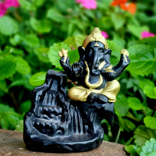 Ganesha Backflow Incense Burner Gold 8cm