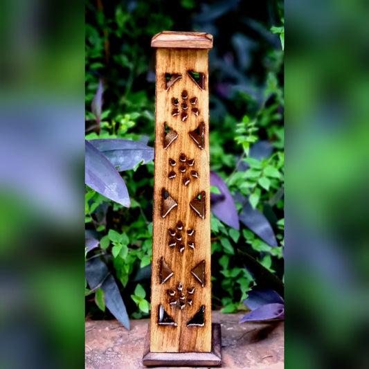 Vertical Wooden House Incense Box